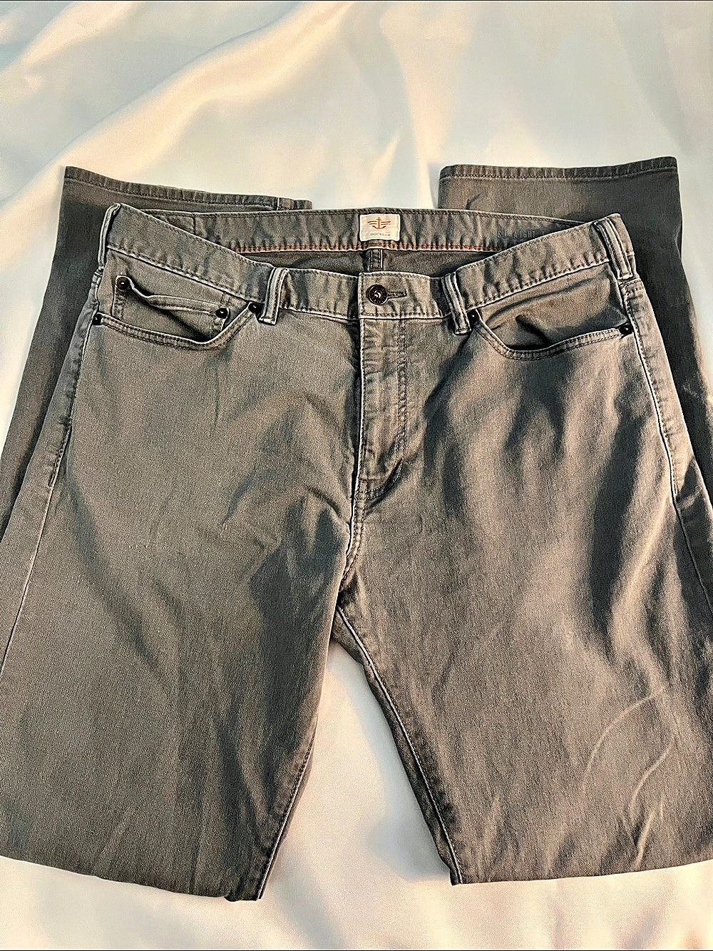 Dockers Gray Denim Flat Front Straight Leg Pant